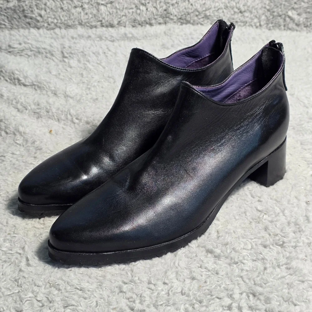 Robert Zur Solara True‎ Glove Leather Ankle Boots Black Back Zip 8.5